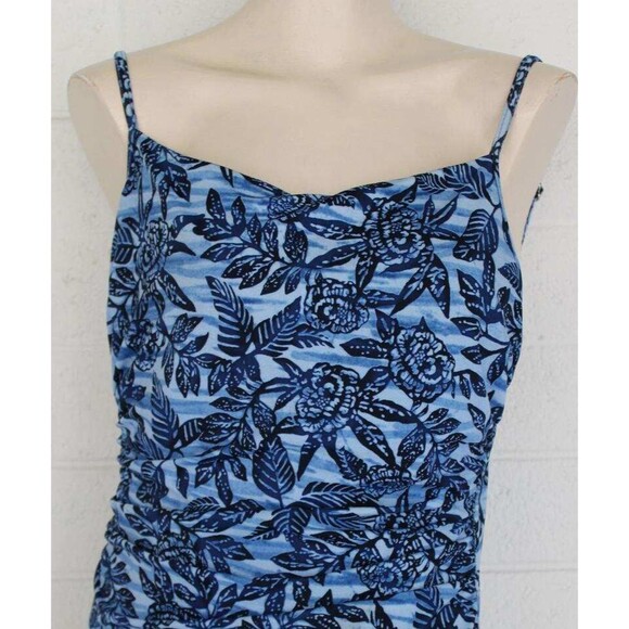 Lands' End 14 Blue Floral Print One Piece Swimsuit - Picture 5 of 6